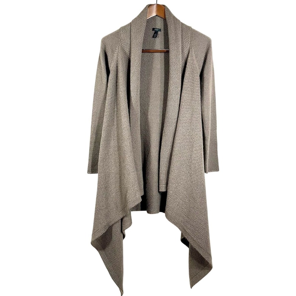 Soma Intimates Womens Small Taupe Brown Waffle Knit Open Front Cardigan Sweater